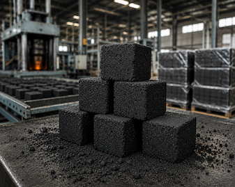 Illustration of cube-shaped coconut charcoal briquettes for shisha
