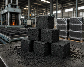 Cube-shaped coconut charcoal briquettes for shisha