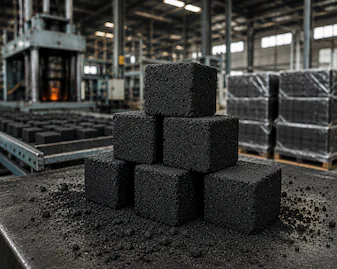 Illustration of cube-shaped coconut charcoal briquettes for shisha